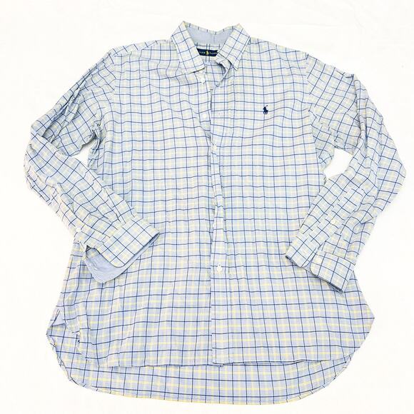 Ralph Lauren Button Up Plaid Checkered Collared Dress Shirt Mens Size M - Picture 1 of 5